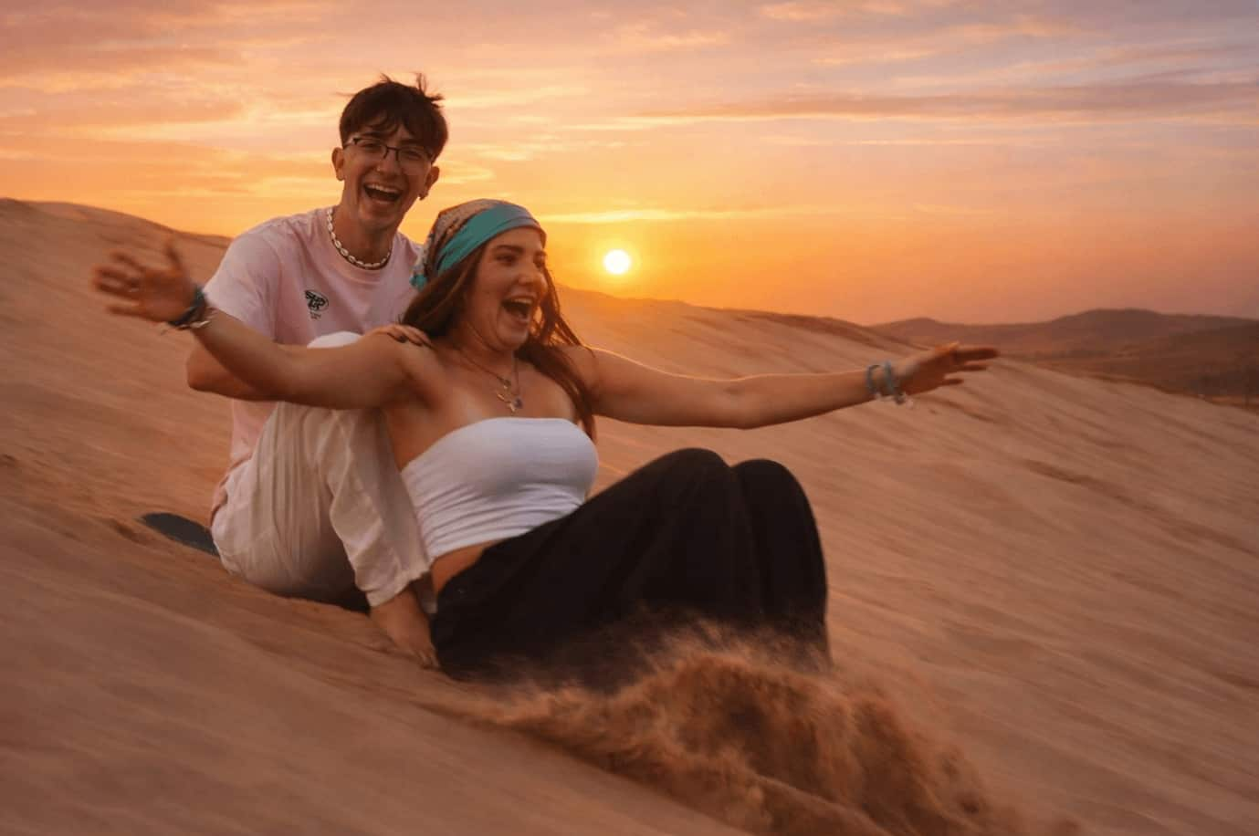 Sandboarding photo in Agadir dunes